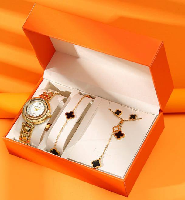 Exquisite Jewellery Gift Box for ladies Premium Gold Quartz Watch with Bracelet Necklace and earrings