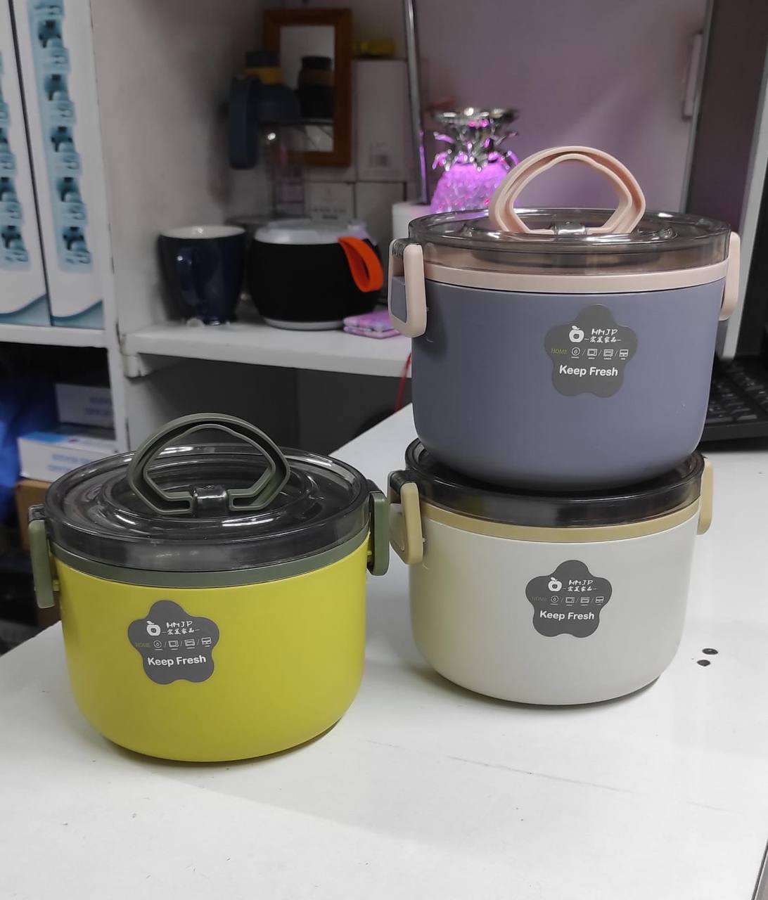 Heated Lunch Box Stainless Steel Round Lunch