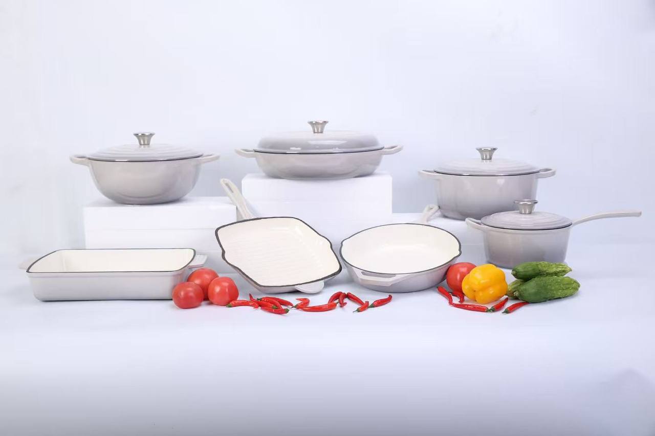 11 pcs Enamel Cast iron cooking pots