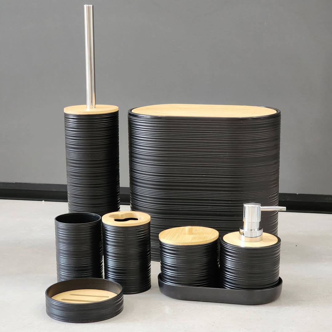 Luxury Bamboo Plastic Bathroom
Accessories set.