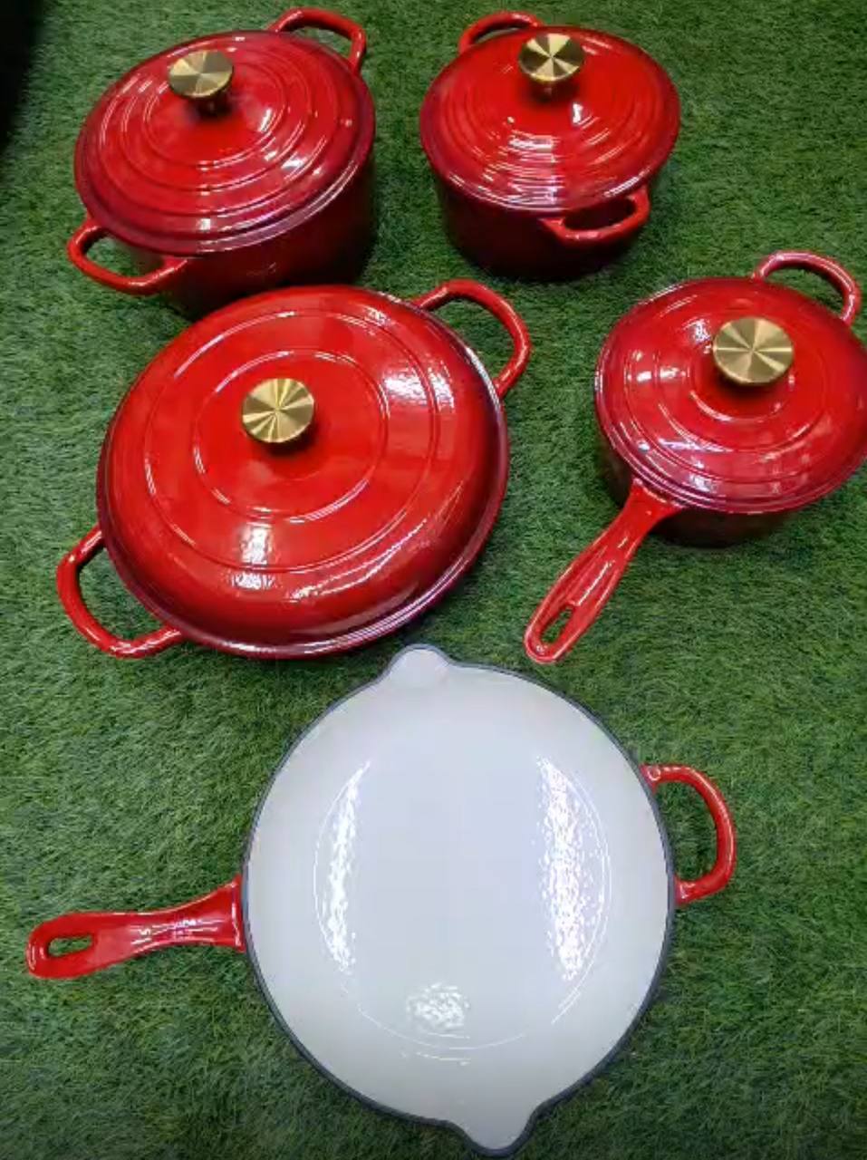 9pcs Enamel Cast iron cooking
pots