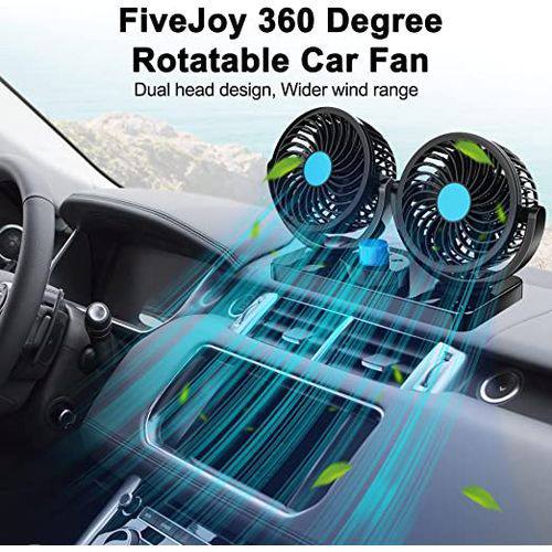 Car dash board/ windshield dual head car fan, electric adjustable 12 Volts DC, 2 Speed 12V Electric Car Cooling Fan 360° Rotatable Dual Heads