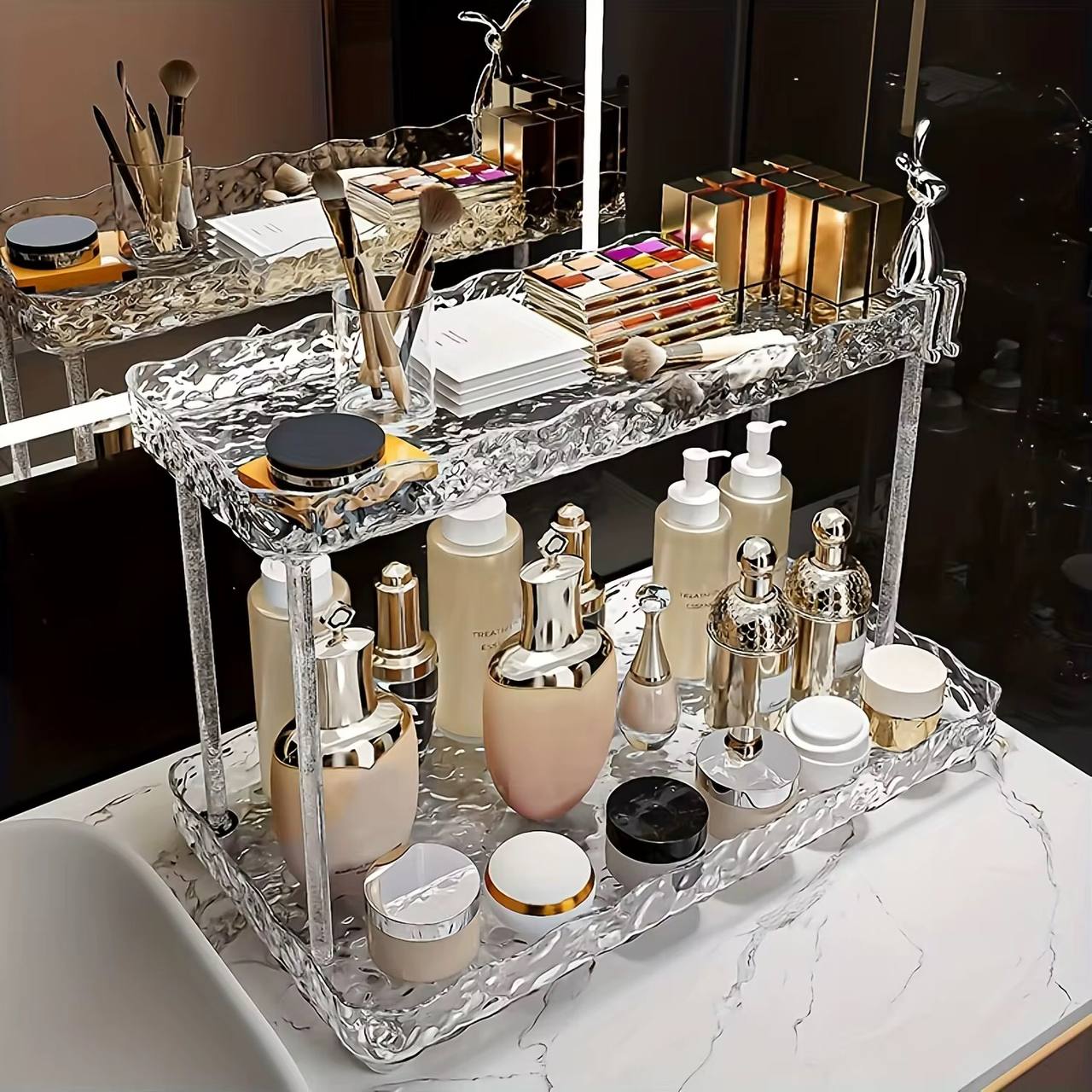 Eternity rabbit 2 layer acrylic organizer tray