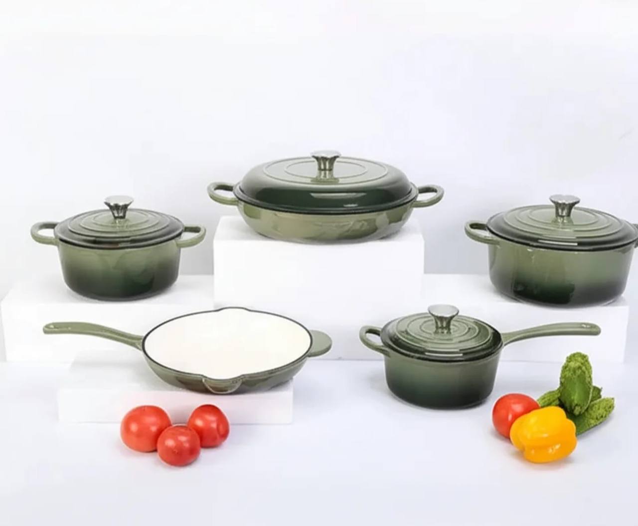 9pcs Enamel Cast iron cooking
pots