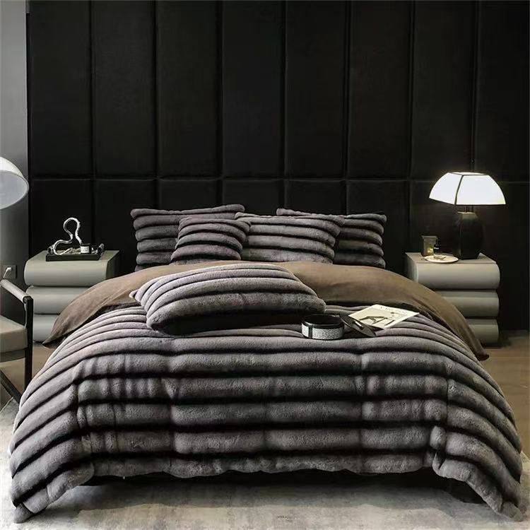 MINK FUR STRIPED DUVET