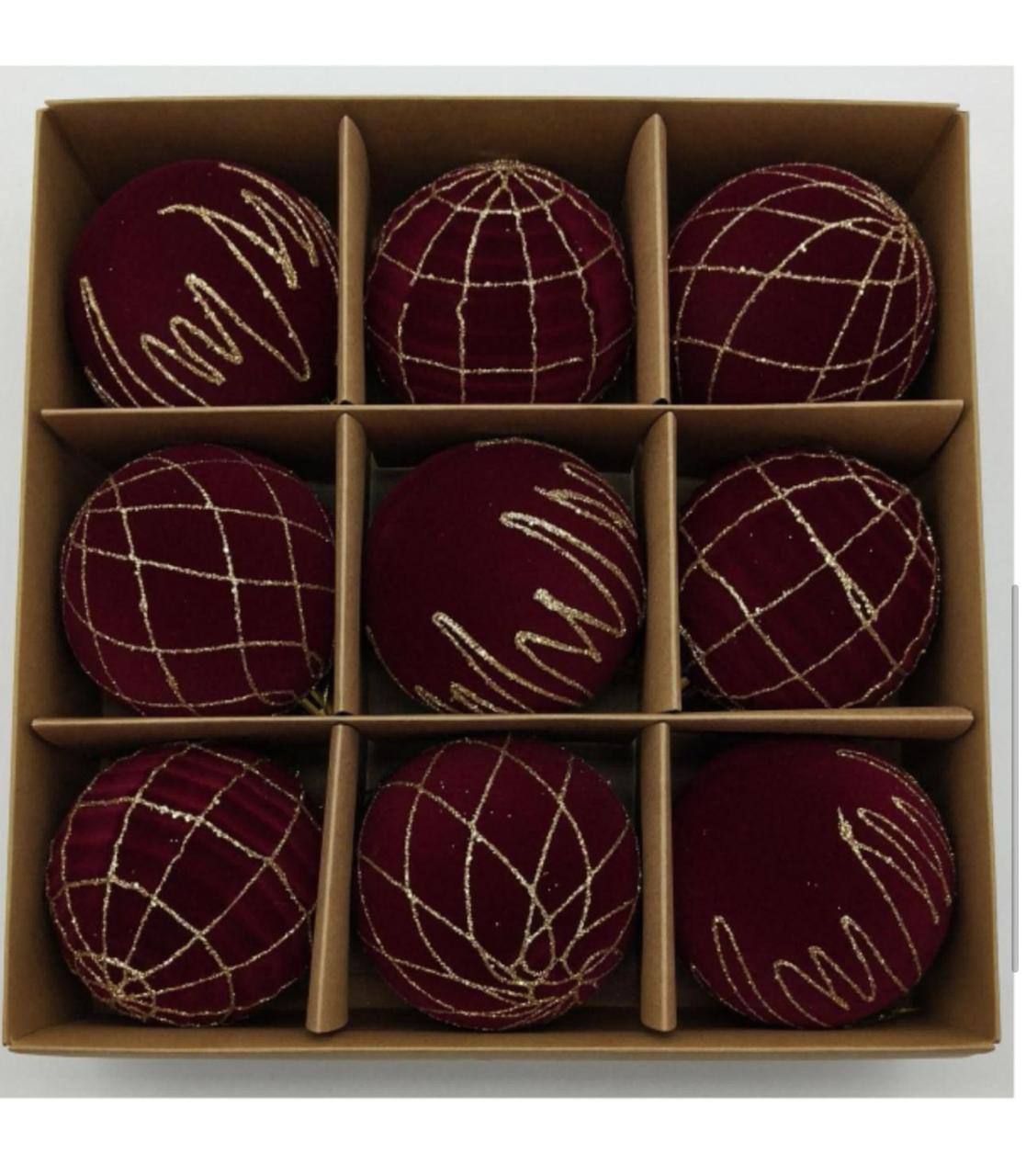 9 pcs set velvet maroon ornaments/ Christmas balls
size 8 cm