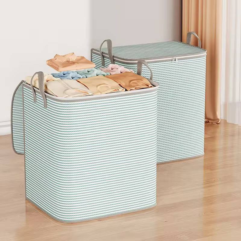Striped Quilt Duvet/Closet Organizer/Luggage Storage Bags
