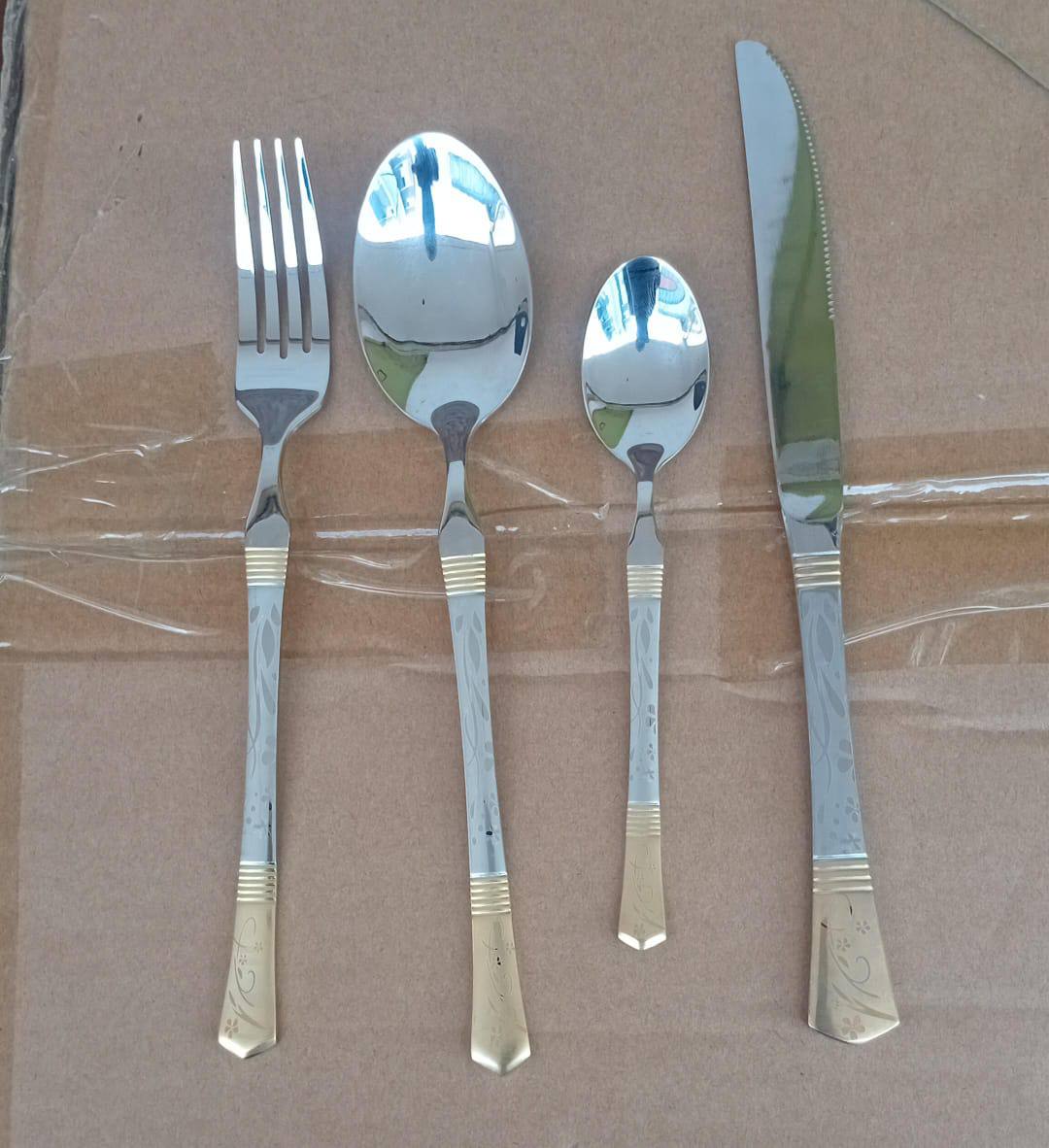 Berger 24 Piece Silverware Flatware Cutlery Set with Square Stand