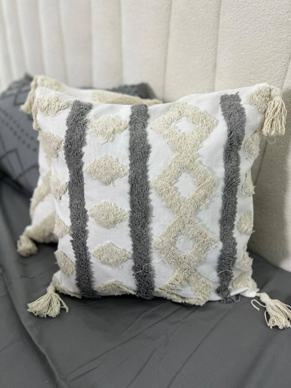 Fancy TUFTED/BOHO throw pillow covers with tassels