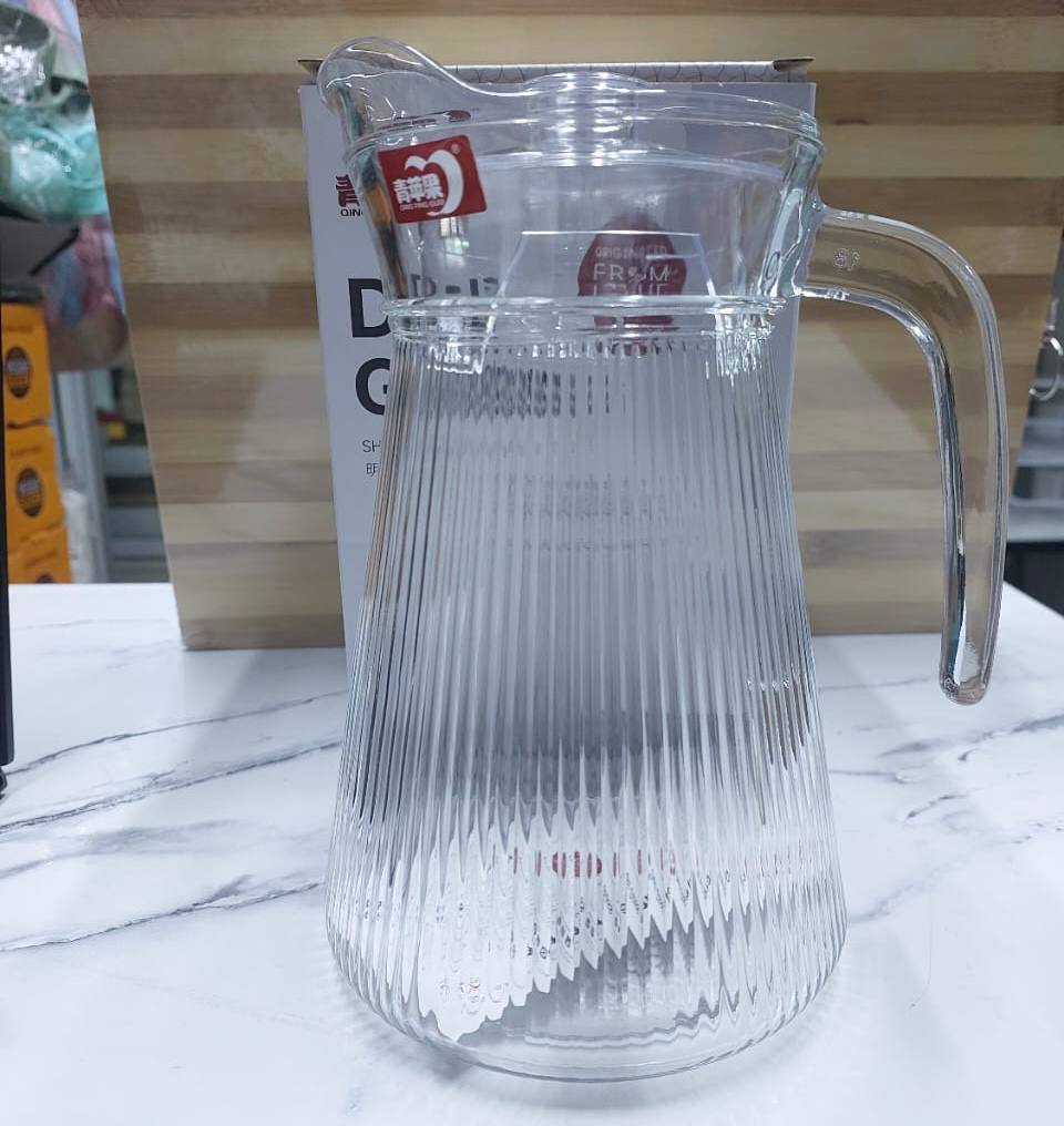 Ribbed glass jug