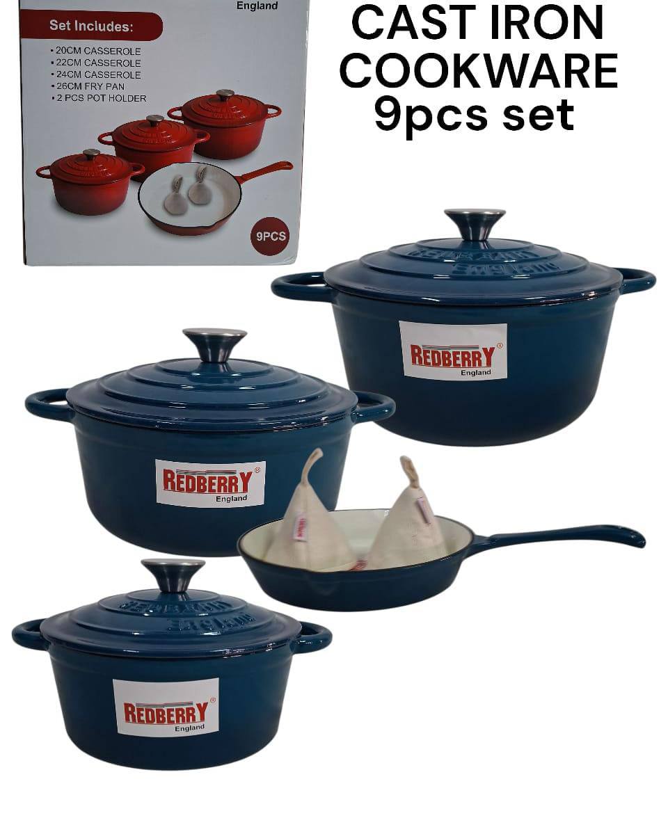 9pcs Enamel Cast iron cooking pots