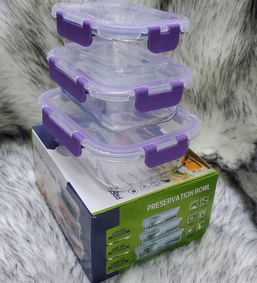 3 in1 snack storage box set transparent top lid