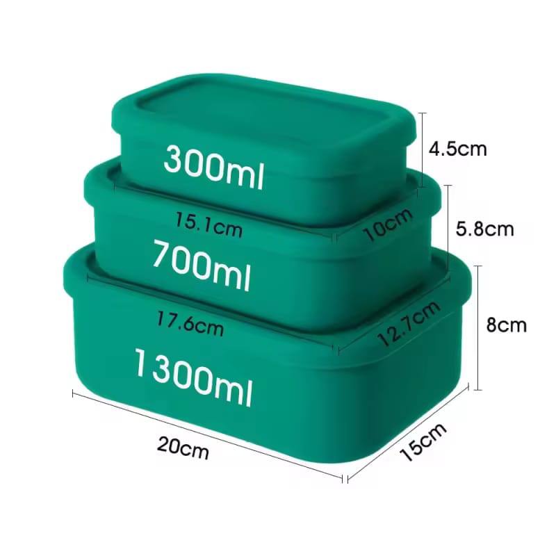 Leak proof & Food grade Silicone Lunch box set