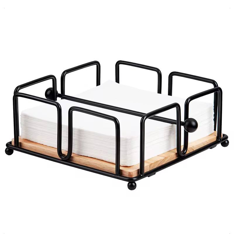 Luxury metallic serviette holder, with Bamboo place on/ napkin holder