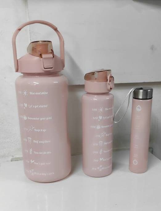 3 in 1 motivatonal water bottle set