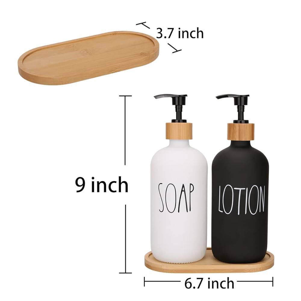 3in1 HANDS - DISHES, SOAP - LOTION branded and unbranded Refillable ceramic s bottle with bamboo base
