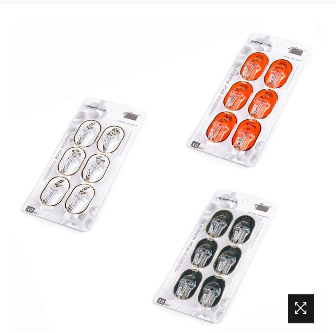 6 Pack fruit design Stylish multi-purpose adhesive hooks.