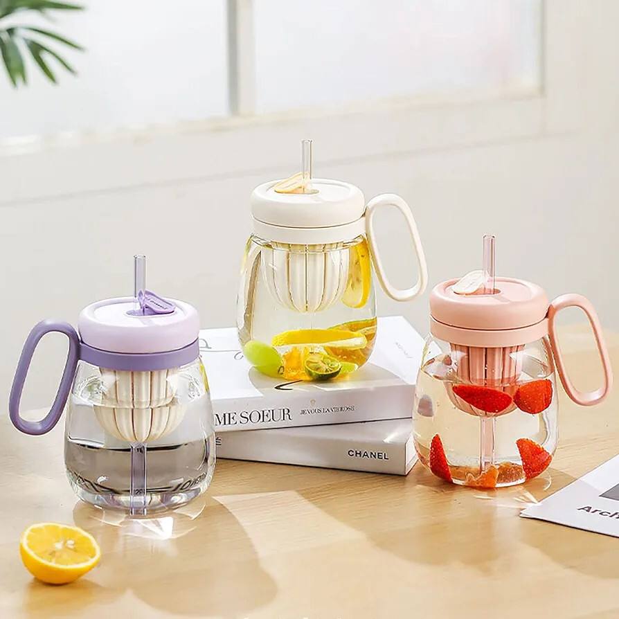 Plastic Water bottle, Teacup With Infuser And Lid,