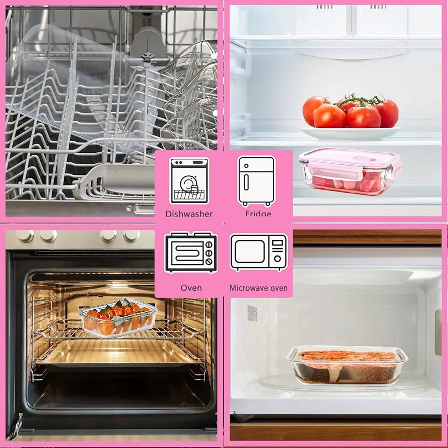 Borosilicate Glass Food Storage Containers with Lids