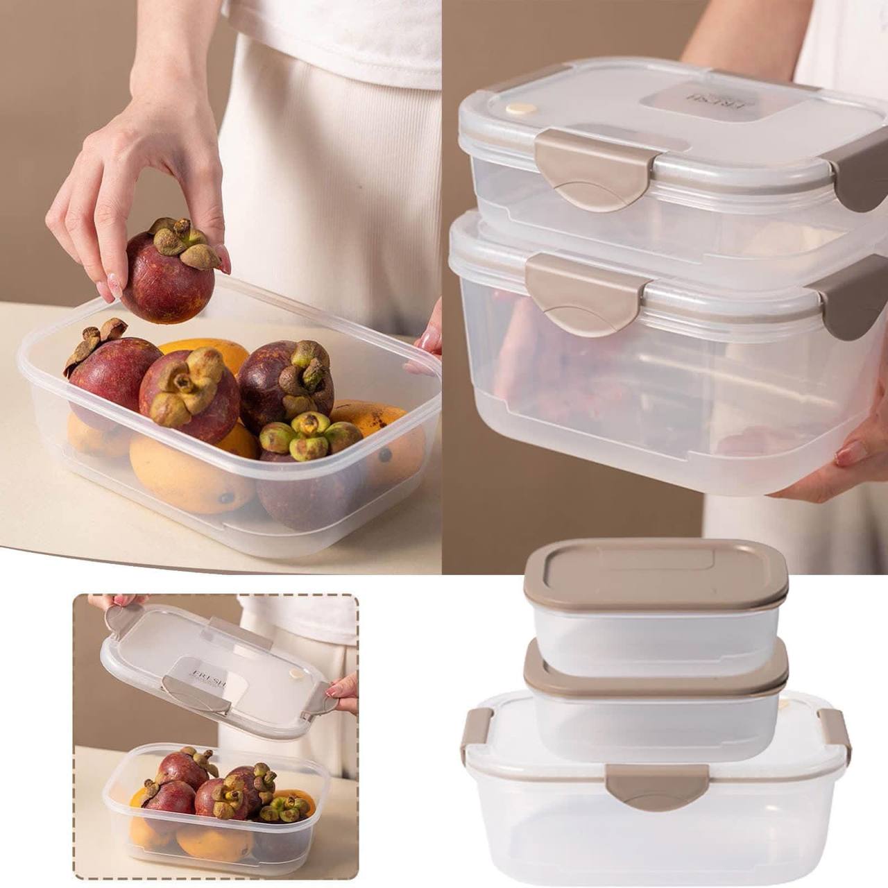 3 pc Reusable Food Storage Container for Fresh and Longer Lasting Snacks, Fruits, and Soups - Ideal for Home, Picnic,office and Travel