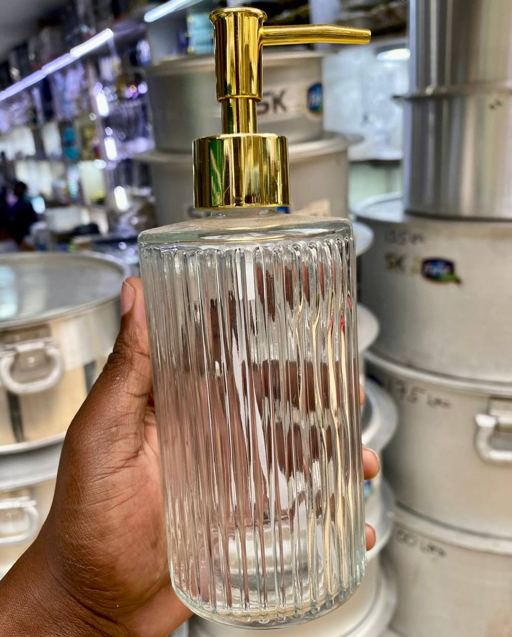 Glass lotion/soap dispensers