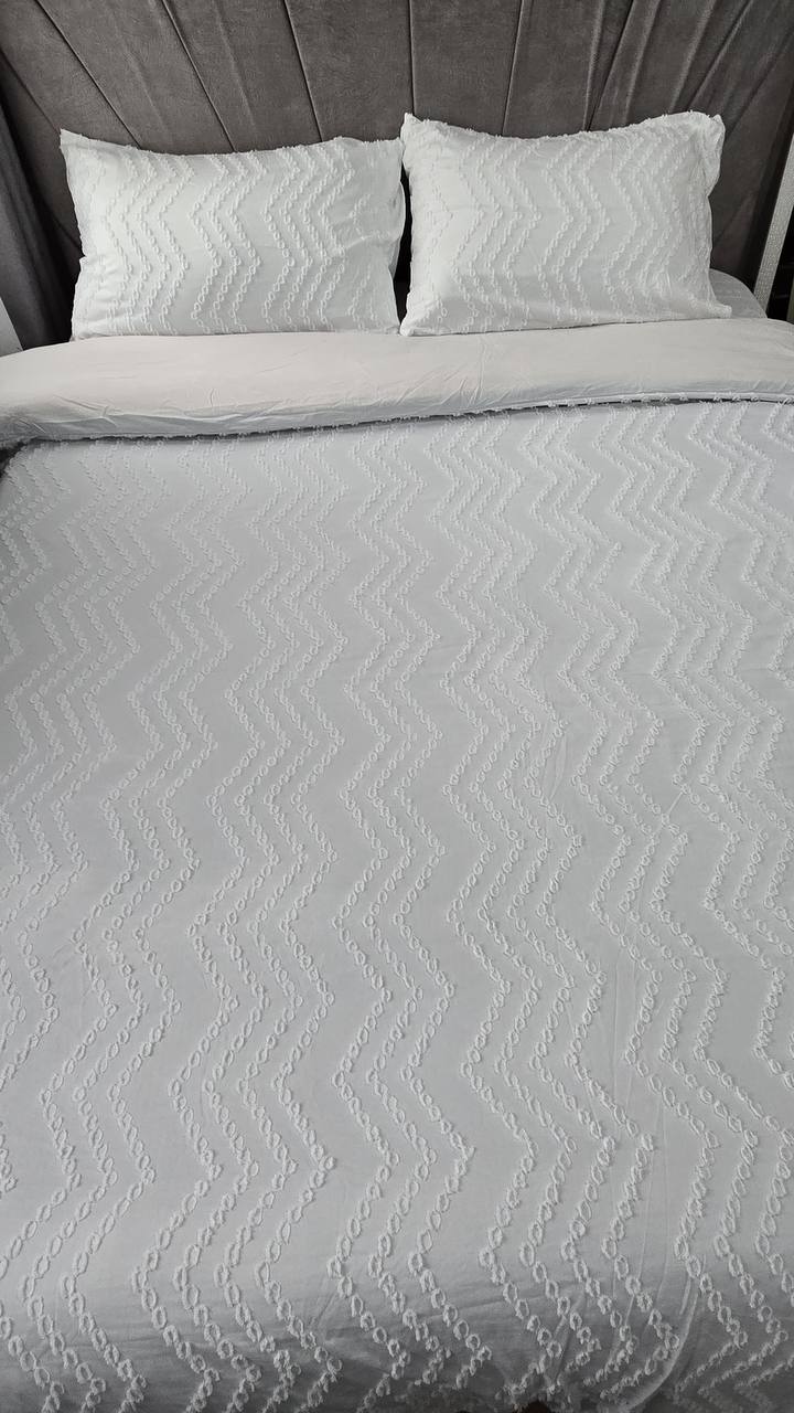 3pc Tufted Wave Duvet cover set