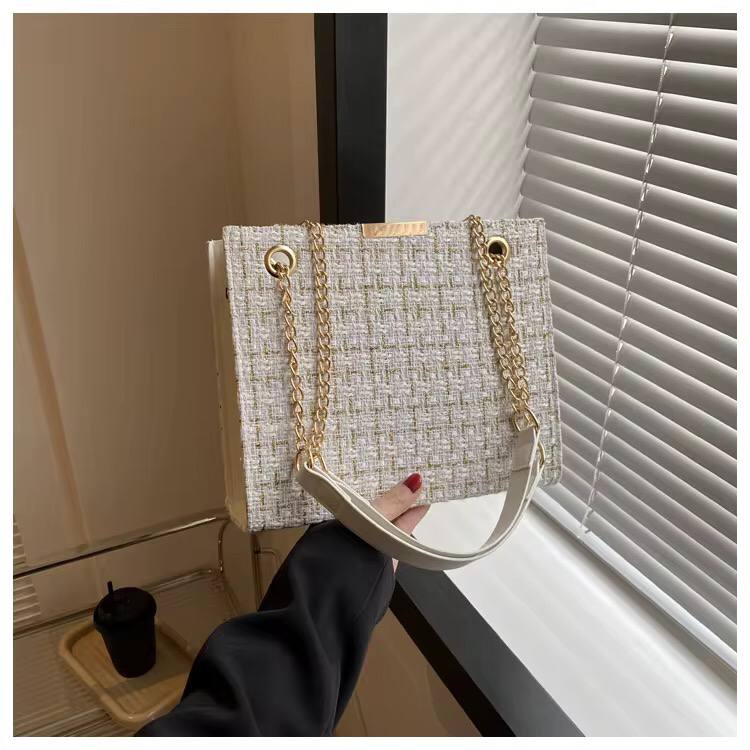 Color block plaid chain crossbody bag