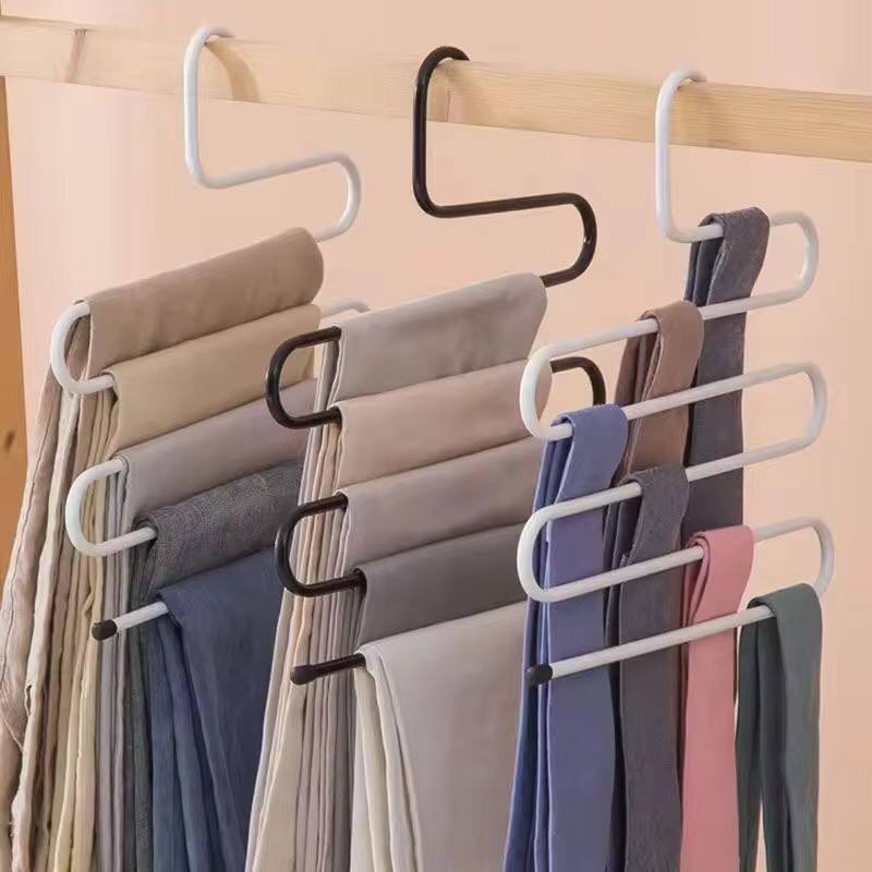 Black and white trouser hangers