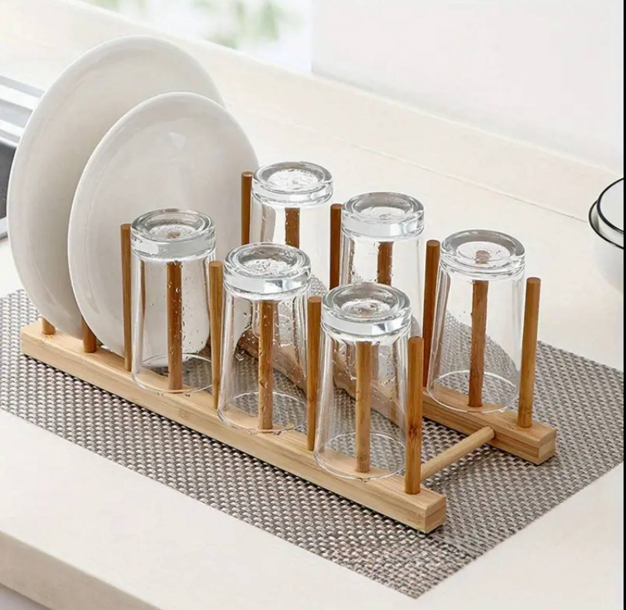 8 Slot Bamboo Plate Rack