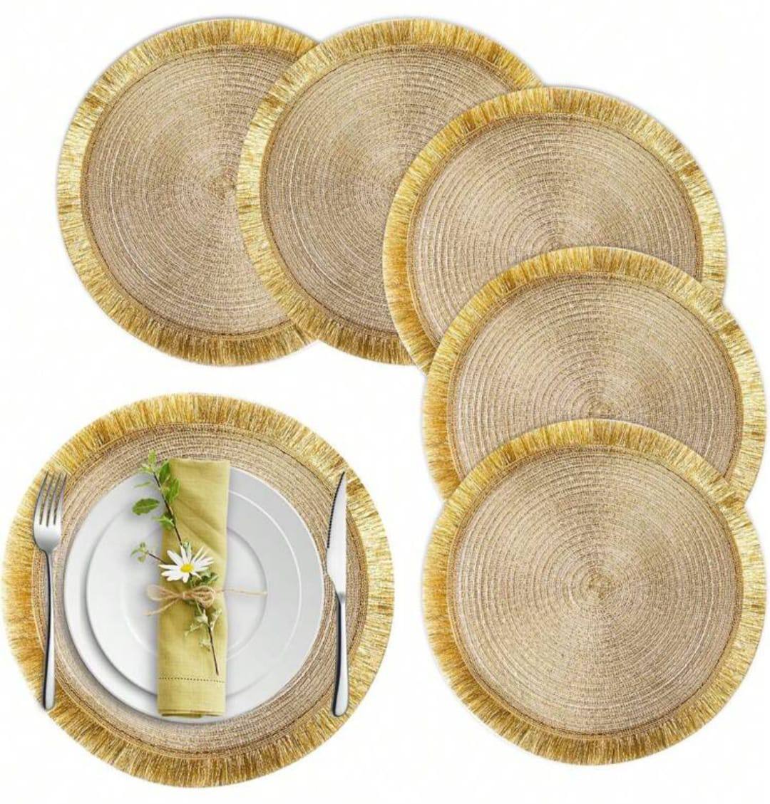 High Quality Round Shimmery Gold Placemats