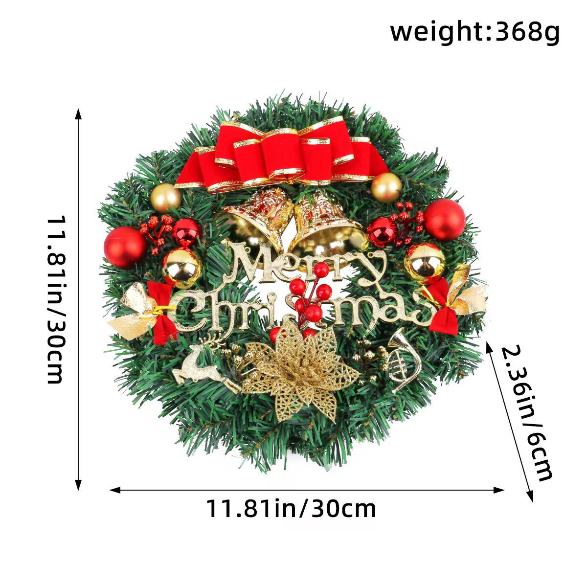 30cm Christmas wreath with lights