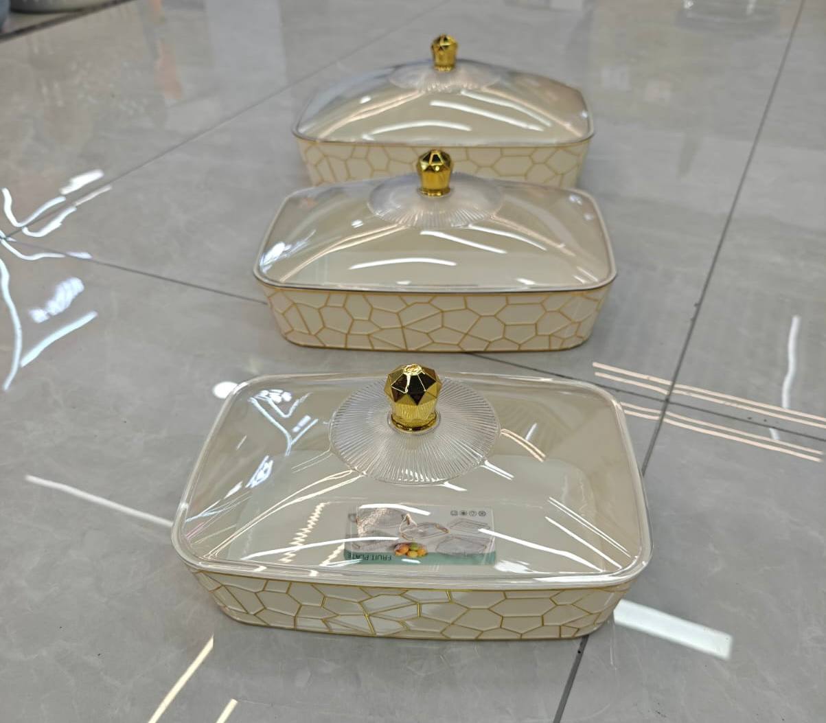 3pcs set melamine serving bowls with lid