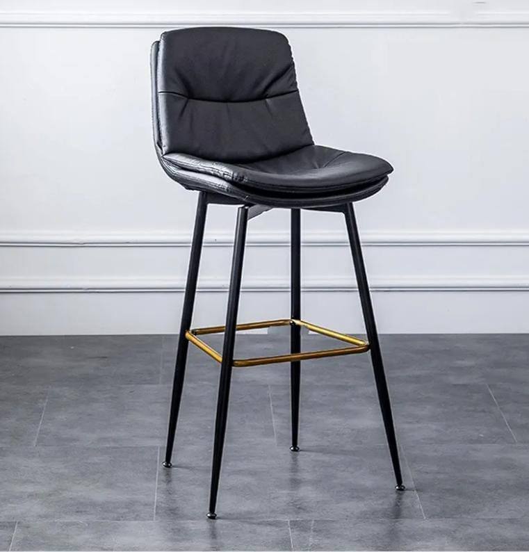 Black Faux Leather Barstools with Back