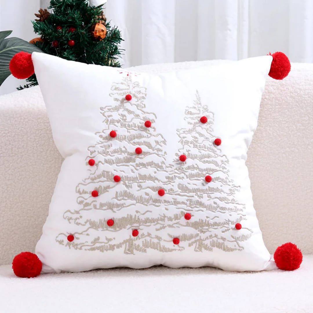 Embroidered Bronzing Christmas Tree Pillowcase, Cushion Cover, Pillow Case, Home Decor