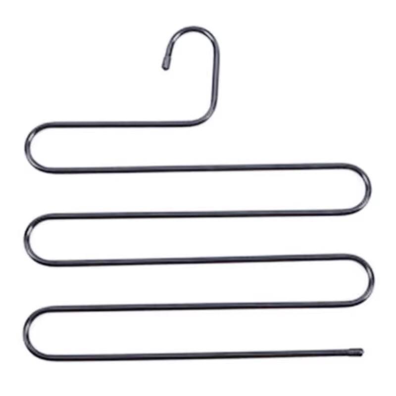 Black and white trouser hangers