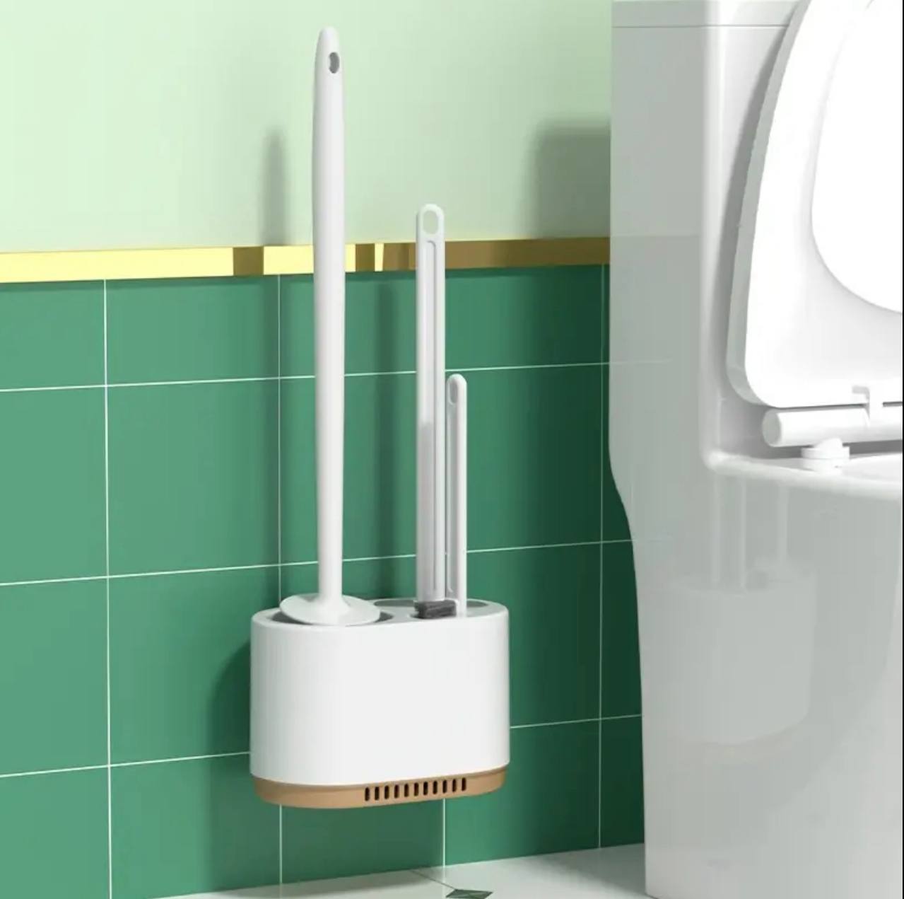 3-in-1 Wall mounted Toilet Brush Cleaning Set