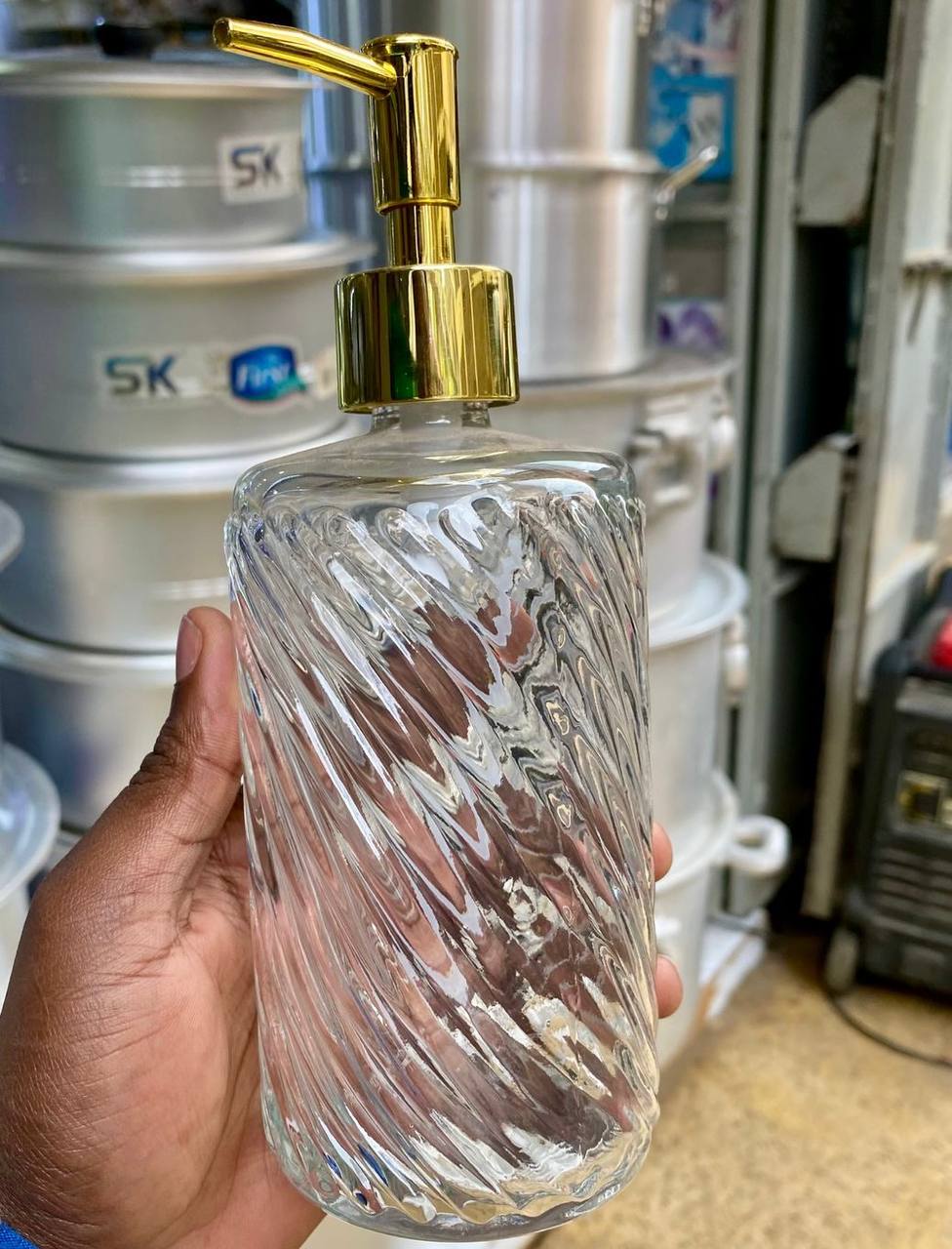 Glass lotion/soap dispensers