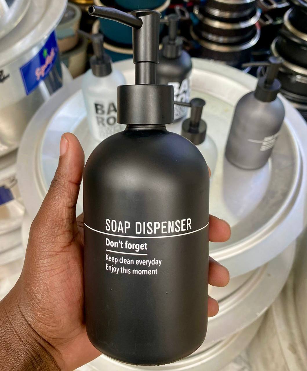 Glass lotion/soap dispensers
