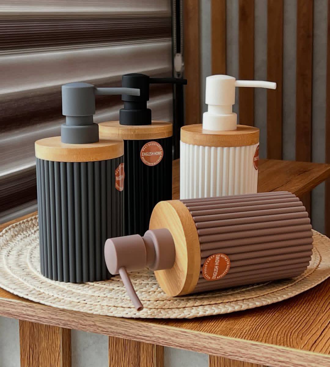 Bamboo luxury Lotion pump bottle for kitchen/ bathroom countertops / shower gel/ decorative soap dispenser