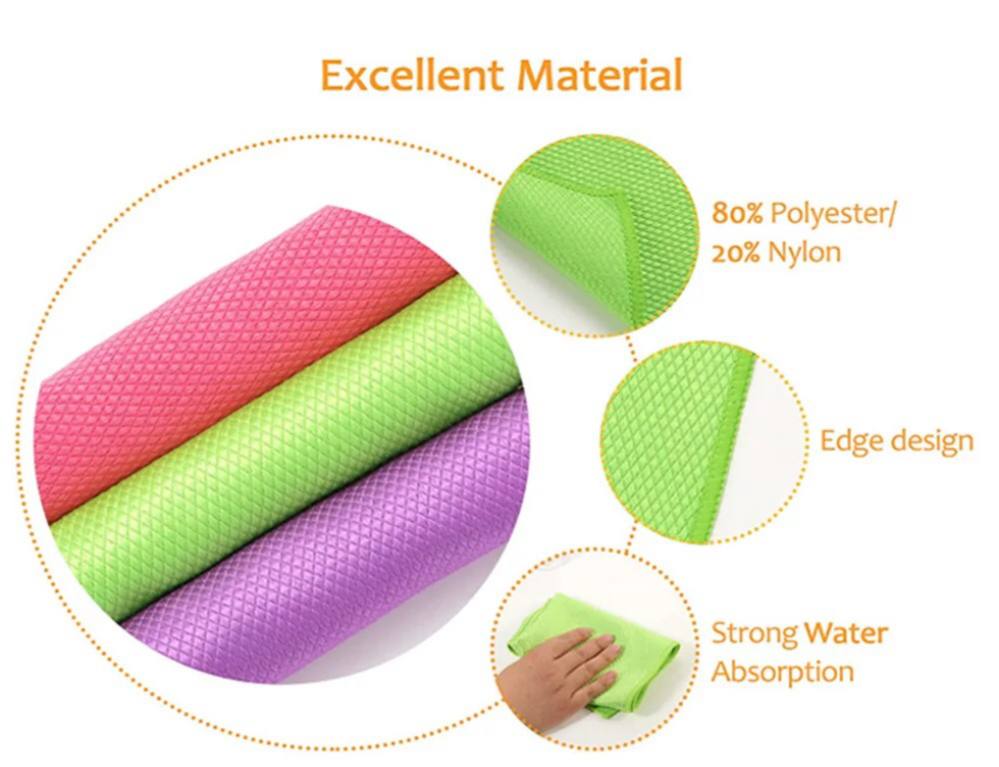 5pcs Fish Scale Microfiber glass Cleaning Cloth