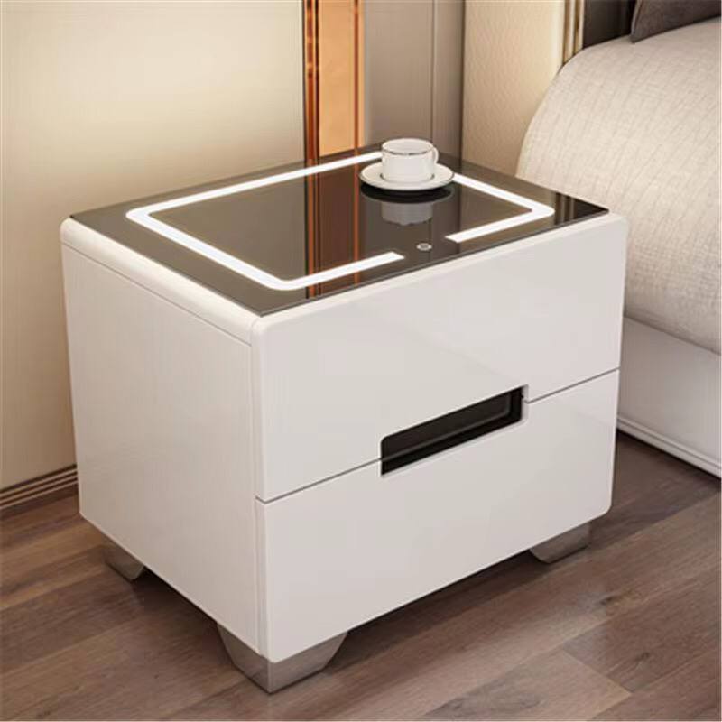 Smart bedside table for smart phones with led lights