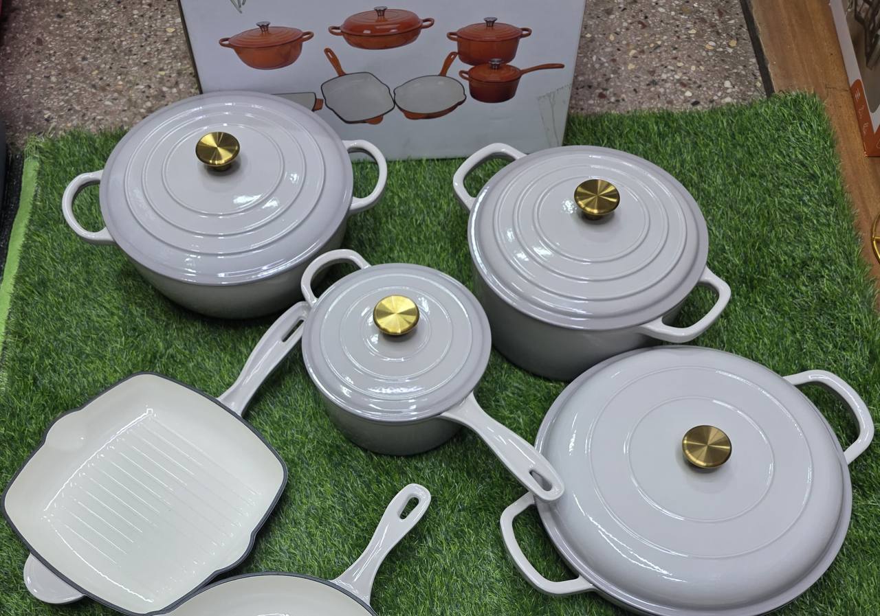 9pcs Enamel Cast iron cooking
pots