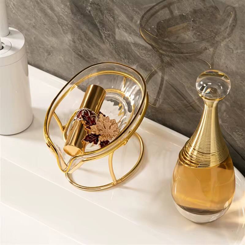 Happy life 45 degree slanted self draining soap dish with a golden stand m