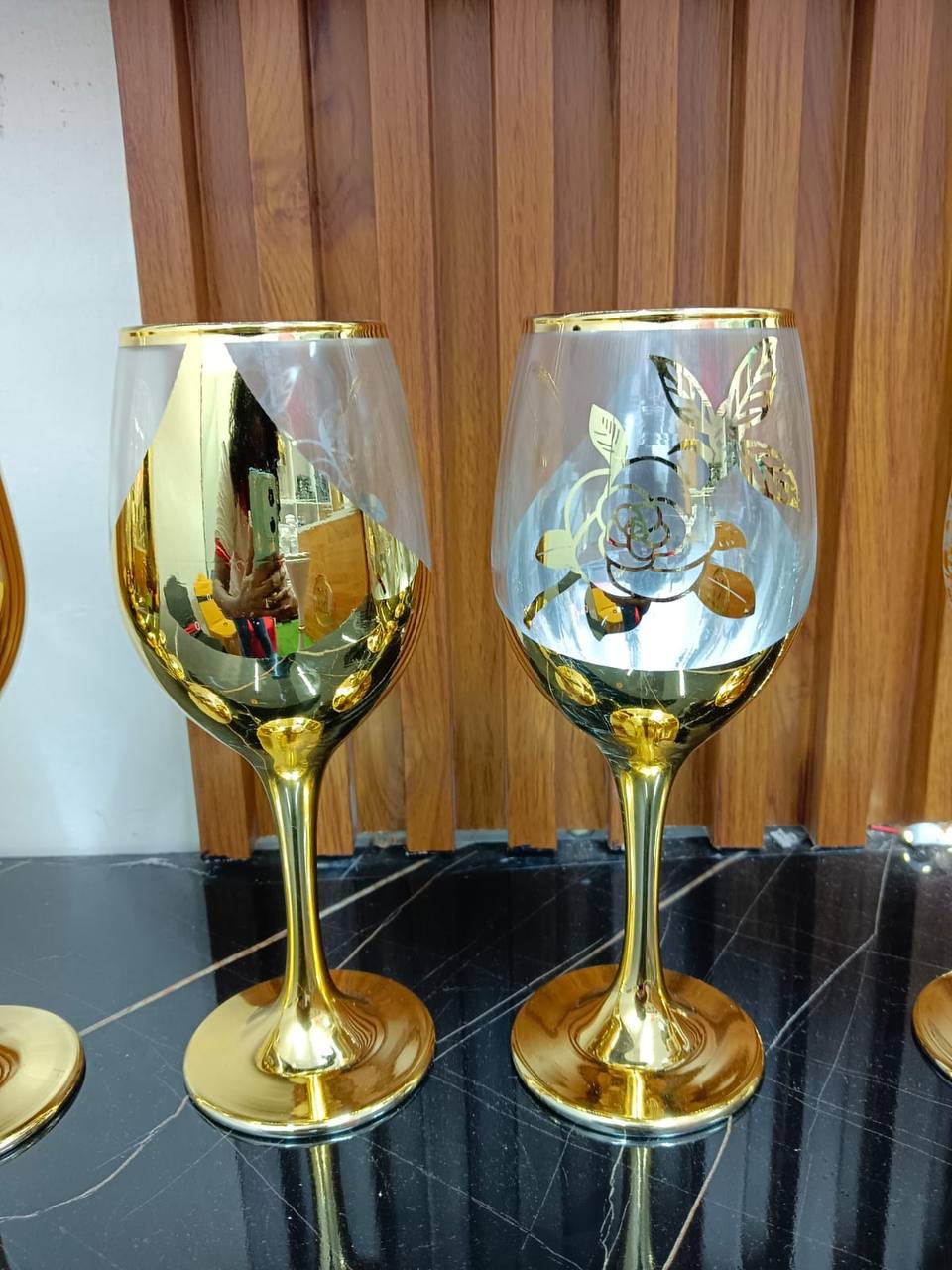 6pcs Quality golden wine glasses