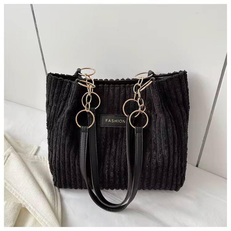 Suede detailed ladies shoulder tote bag