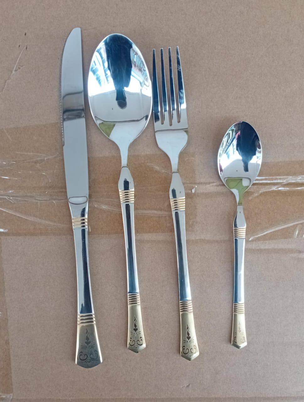 Berger 24 Piece Silverware Flatware Cutlery Set with Square Stand