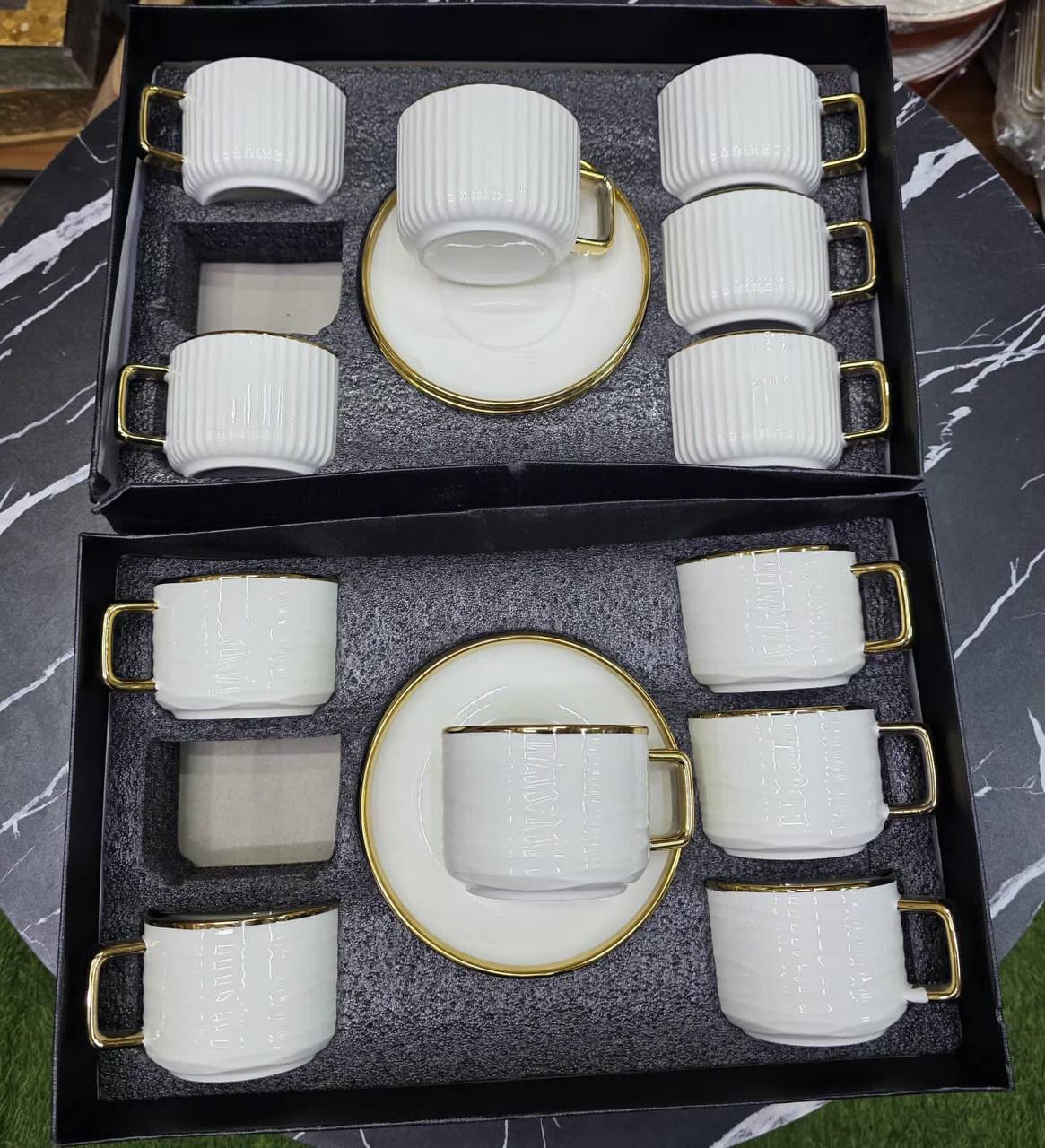 European Style Gold edge 12pcs Ceramic Coffee/Tea Cups