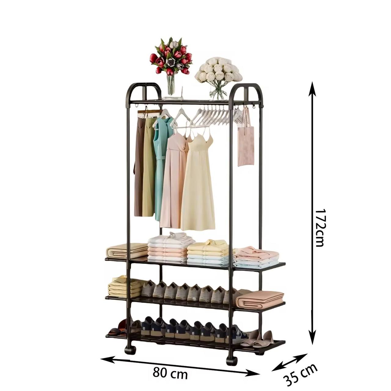 Clothing rack with wheels