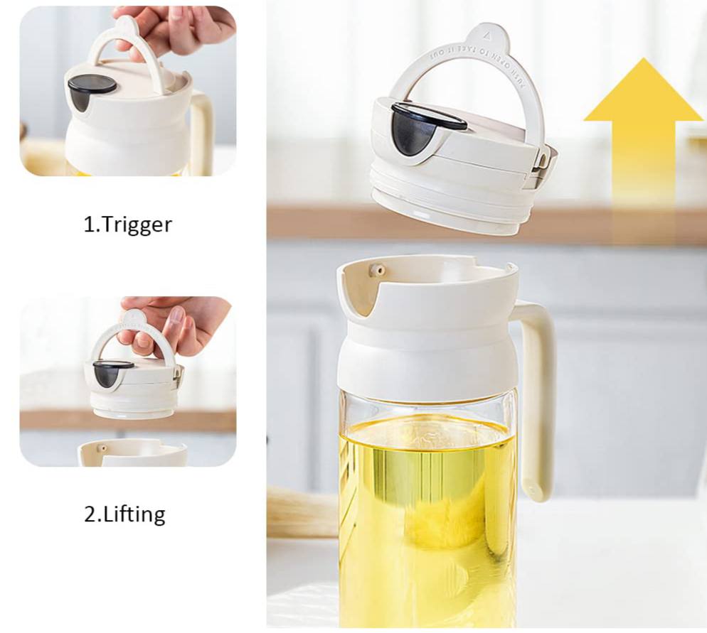Glass 550-600ml Feiel cruet automatic oil dispenser