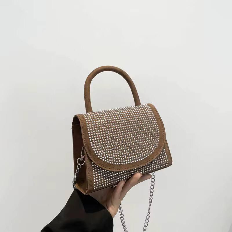Flap saddle diamonds ladies cute crossbody bag
